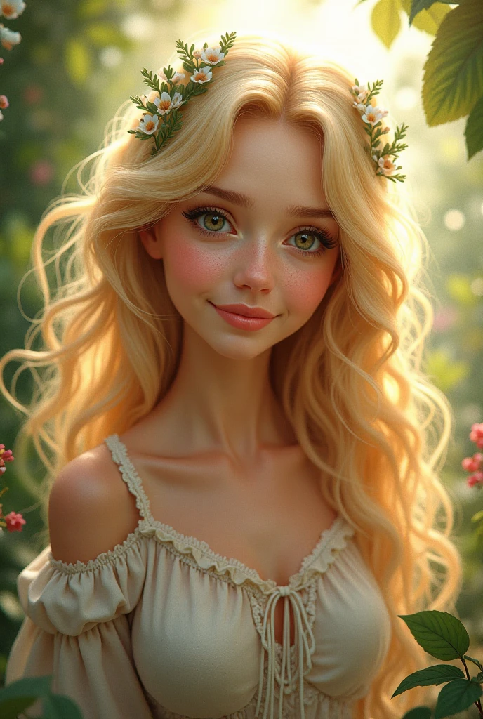 Beautiful 10 year old girl with realistic golden hair