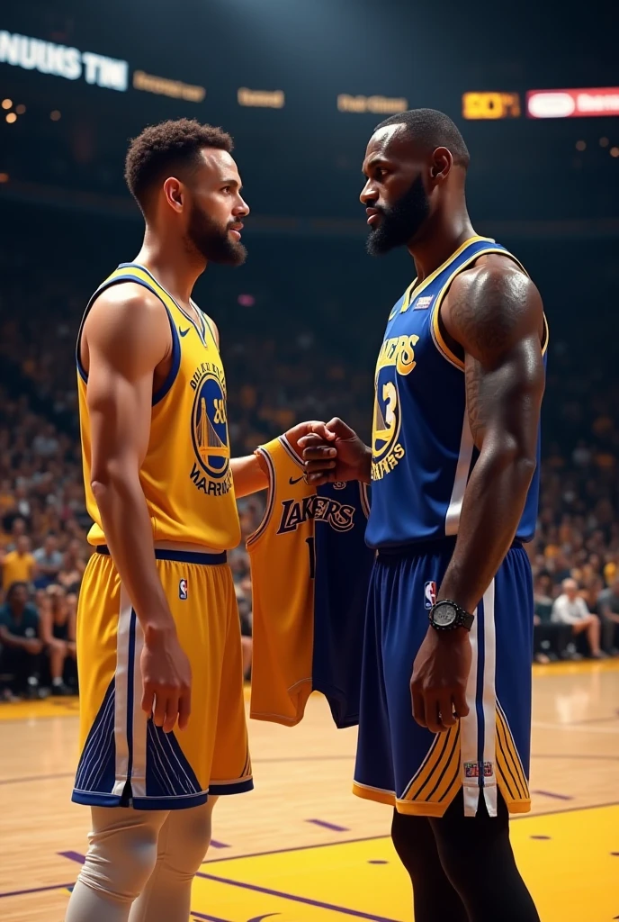 Lebron james and stephen curry kissing