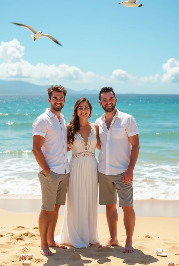 RAW photo, a portrait photo of 40 y.o white man and his lovely wife, formal beach clothes, standing in front of his luxury Caribbean beach front infinity pool villa, natural skin, 8k uhd, high quality, film grain, Fujifilm XT3 ,beautiful symmetrical face, perfect sparkling eyes, well defined pupils, high contrast eyes, ultra detailed skin