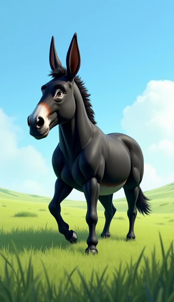 Black stallion horse, bunda grande, perspectiva do bumbum, bumbum bonito,macho, no meio do forest,cabelos pretos longos, olhos verdes , Arte peluda,3d render realista, fotografia