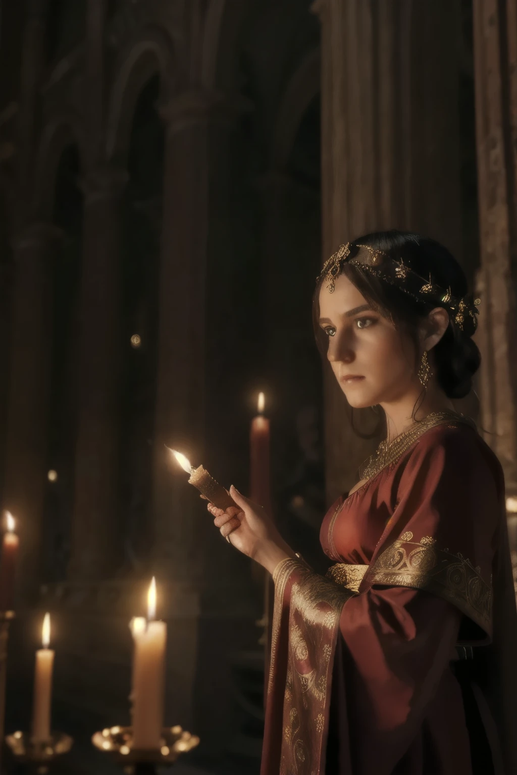 a detailed ritual scene of an ancient pagan rite in ancient rome, intricate roman architecture, ornate decorations, candles,torches,ancient roman toga clothing,detailed faces,dramatic lighting,moody atmosphere,cinematic composition,dark and mystical,rich colors,highly detailed,photorealistic,award winning digital art