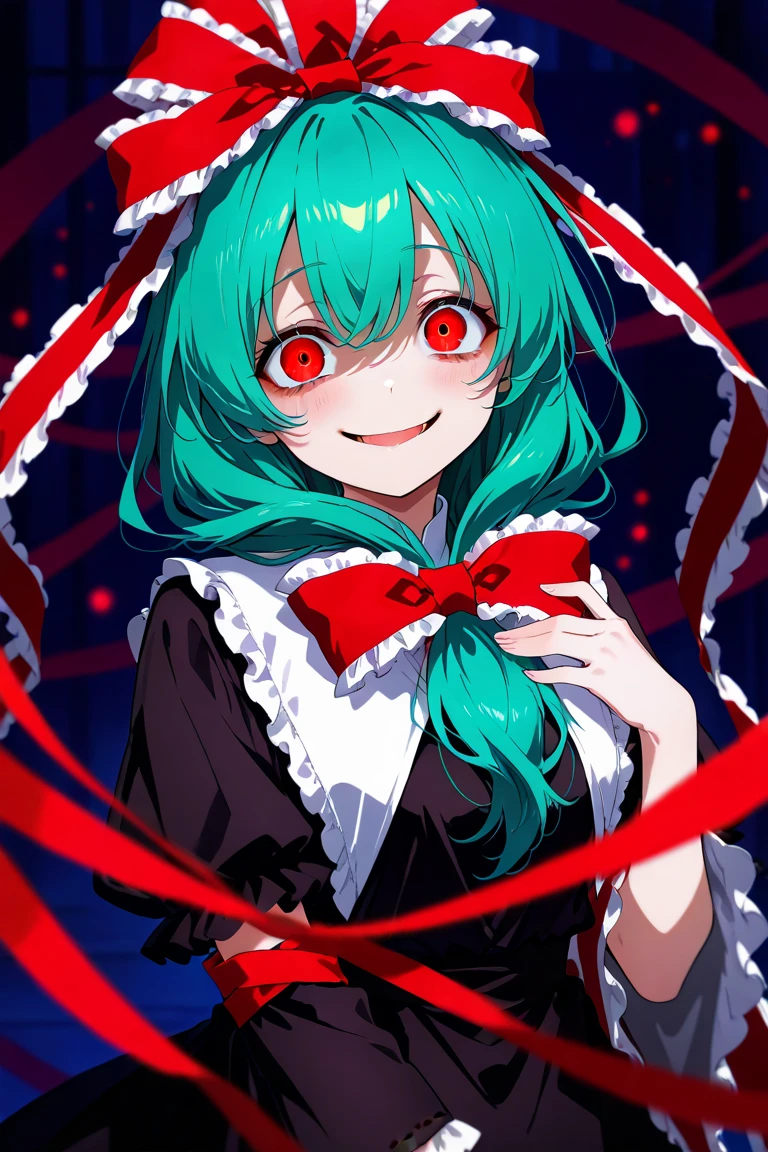 ((Kagiyama Hina))、(( crazy smile ))、(( is crazy))、((Red eyes))