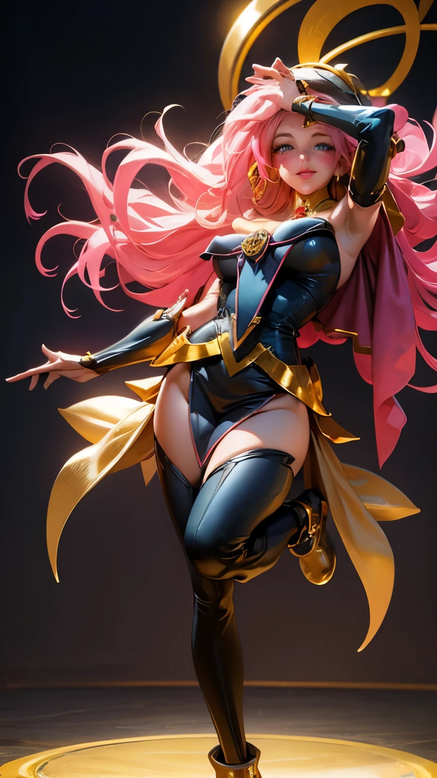 Dark magician gils (Tacones altos de moda coloridos),Standing in the middle of the T stage show, espumoso(estilo de arte pop)ropa,arte conceptual, Temas populares en artstationh, complejo, High-density image review, ultra high definition, studio lighting,Physically based representation, .(Mejor calidad,4k,8K,high resolution,obra maestra:1.2).