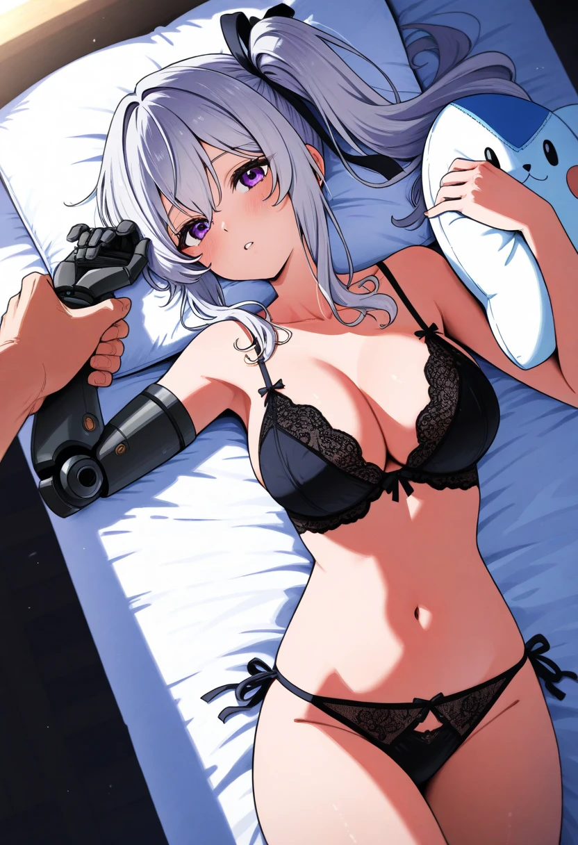 NSFW,(One girl:1.5),koneko toujou (dxd),Gray Hair,short hair,(Wedding Lingerie:1.5),Iron Collar,Tattoo on the lower abdomen,(Perfect hands),(Perfect Anatomy),(masterpiece),(highest quality),(Ecstasy face:1.5),(orgasm:1.5),Embarrassed,blush,Drooling,Luxury Room,chandelier,Crouching,Leg spread,Arms crossed behind the head,Armpit