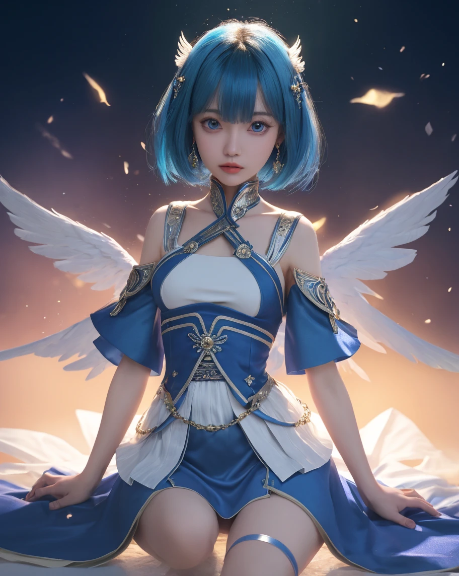 Chinese clothing　Angel　light blue　Dumpling　Standing posture