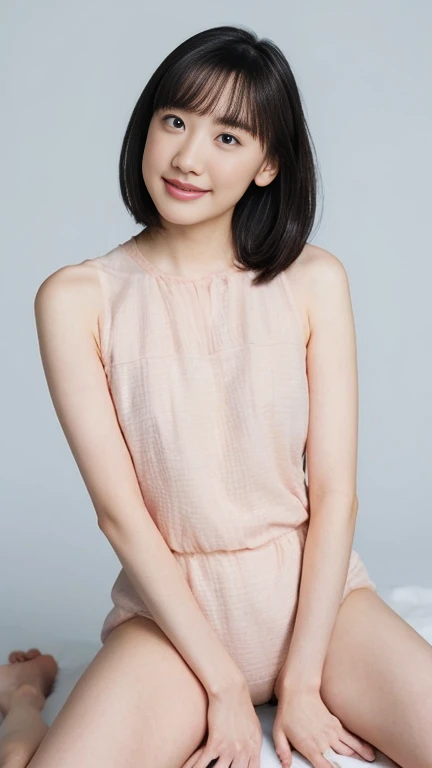 Super detailed,Highest quality,1 female,Standing in a room with white walls, looking at you.,illuminated by sunlight from the window,Posing for a photo,The background is blurred