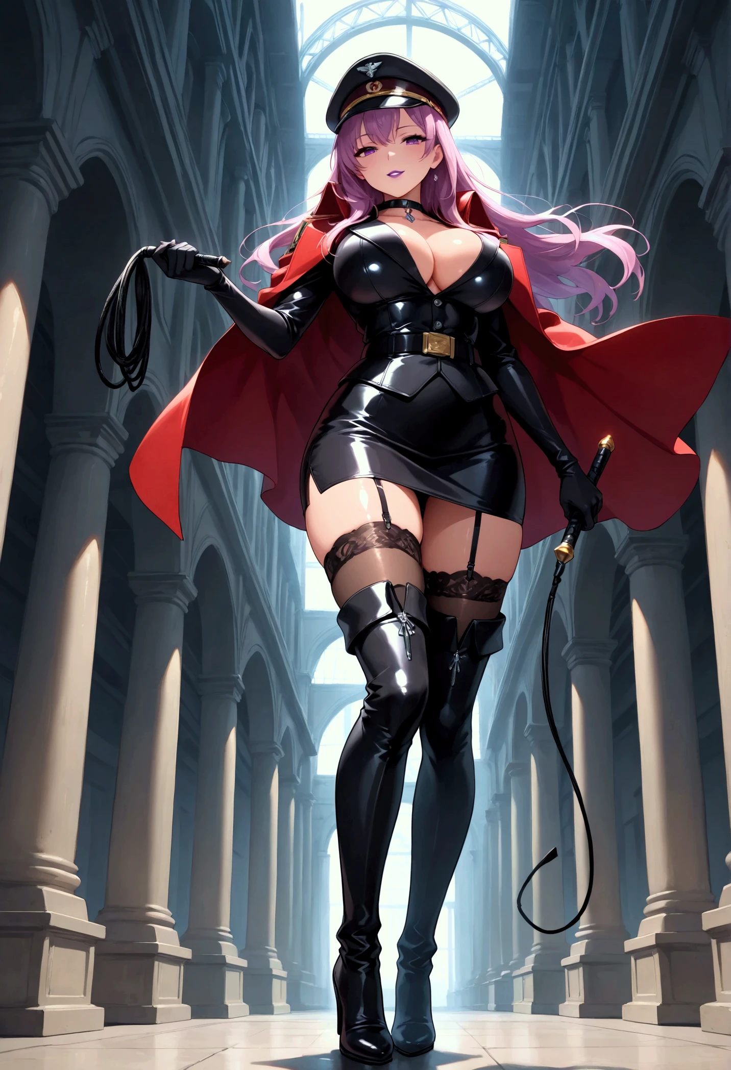 sexy Olivia Wilde is a princess inside the palace, full body shot, full body on the picture, wearing princess long tight corsait dress, sleeveless, lifting skirt up, high heels, high boots, lace stockings, garter belt, long gloves, choker, vivid lipstick, heavy makeup, eyeliner, ponytail