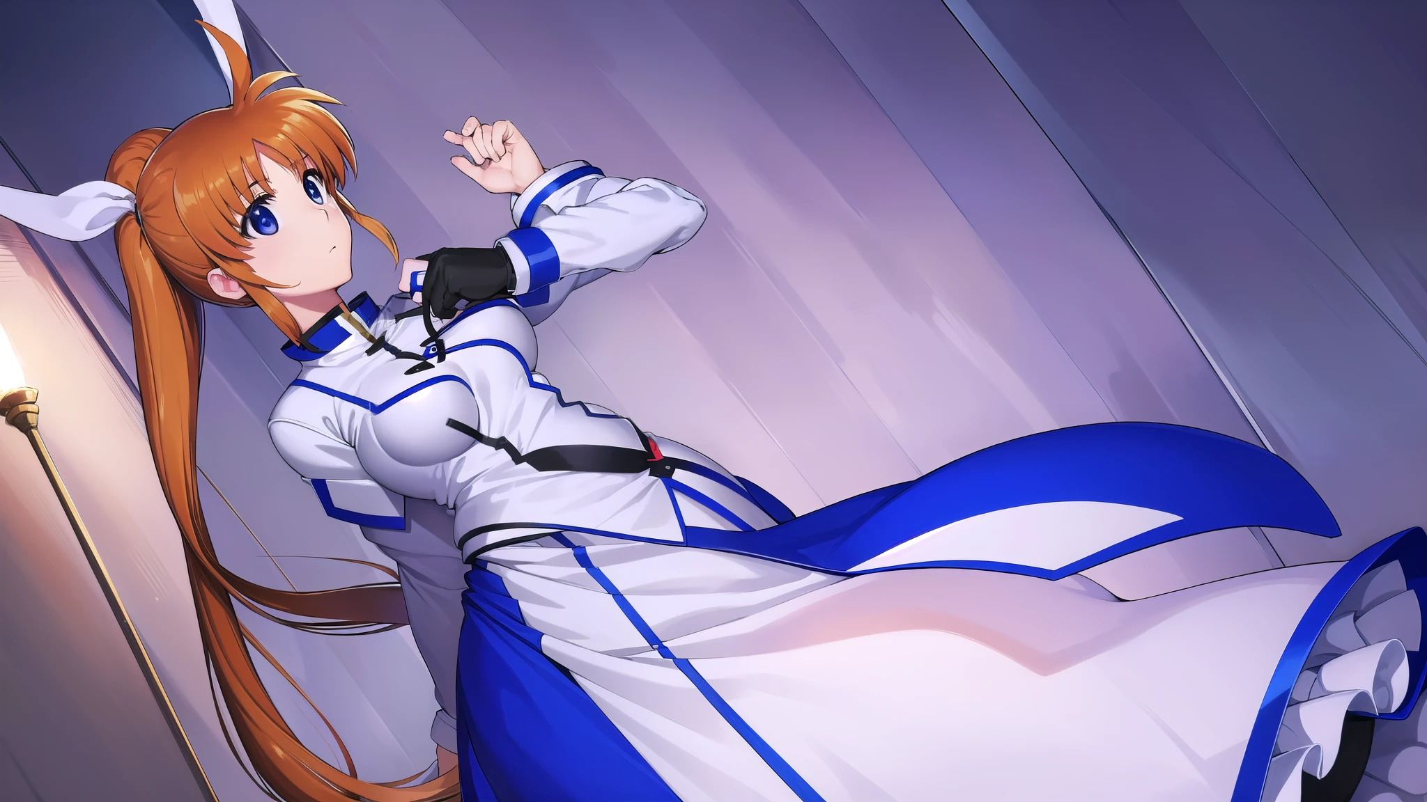 nanohatakamachi , Nanoha Takamachi, (Nanoha Takamachi:1.5), long hair, blue eyes, tea hair, hair bow, ( side ponytail :1.5), white ribbon,
break magical girl, jacket , color, puff sleeve, Long Sleeves , white jacket ,
break looking at viewer, full body, upper body,
break outdoors, city, null,
break (masterpiece:1.2), best quality, high resolution, Unity 8K Wallpaper, (illustration:0.8), ( beautiful detailed eyes:1.6), very detailed顔, perfect lighting, very detailedCG, ( perfect hand, perfect anatomy),,、 bed、Masterpiece、 best quality、 Detailed Help 、 cute anime 、 illustration of a train、 high resolution, attention to detail, 超 high resolution, very detailed, Little Curvy Girl , , super realistic girl、子供underwear , low angle、 flat chest、 full body view, Back view、 pleasant face、、underwear、 disheveled clothes、perfect body、 low angle、股間の隙間からunderwearが見える