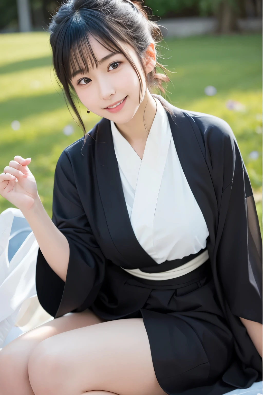 (8k, photorealistic, ultra detail, best quality, super high resolution),( professional lighting , Warm colors:1.2)
( cute eyes , BLACK EYES:1.3),(fair skin color, fresh skin:1.2), ( extremely beautiful face :1.3),
( Extremely Beautiful Japanese Actress ),( Neat young girl),( Obedient, Neat , intellectual , Kindly:1.3),( shyly ,With love:1.2),( shyly, smile:1.2),(, staring With love at viewer),
( Short Curly Hair , black hair:1.25),(beautiful Obedient girl:1.3)
(beautiful Neat girl in kimono is poised:1.25)
( Her beautiful thighs are sticking out of her skirt:1.2),( Beautiful Legs:1.15)
( Her kimono hem is swaying in the wind , spread the hem of the kimono :1.2)
( The petals are blowing in the wind and dancing around the woman)
( Beautiful Eye Details :1.1),
( shyly , With love looking at viewer:1.2),(kind smile:1.1),( detailed beautiful face:1.15)
full body, from below