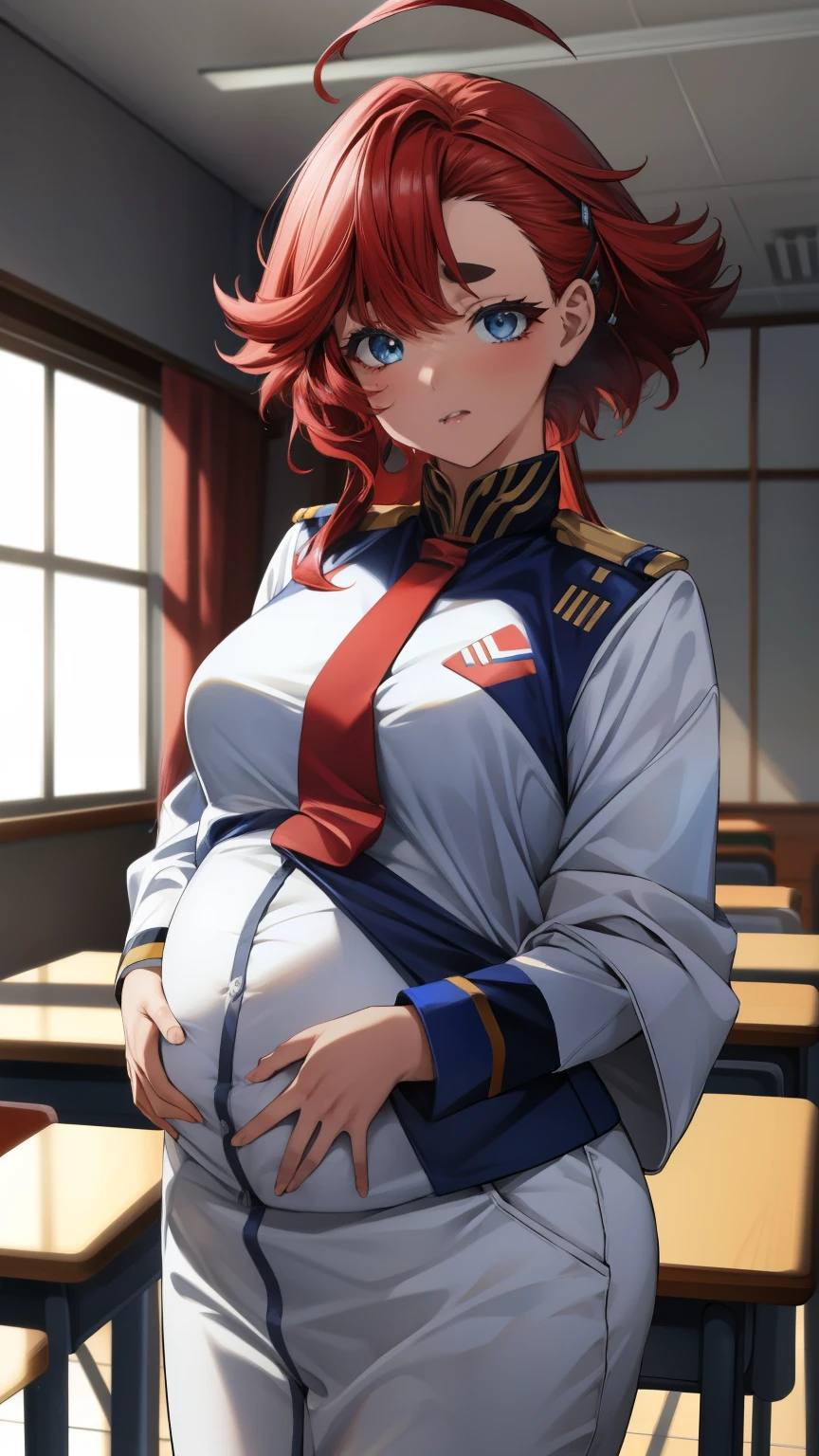 masterpiece, best quality, masterpiece, 高い Details, Details face, Details eyes, Rendered eyes , perfect eye, hip line , Ambient Occlusion , Clear Image , Details, wonderful,8k, 8k wallpaper,8K Background, High Detail Skin , High Definition ,
One Girl , Alone, Deleting emails, (( ASTICASIA WHITE UNIFORM )), (( Red Hair、 blue eyes ))、( Lick A BIG SLAG IS PREGNANTClassroom )、