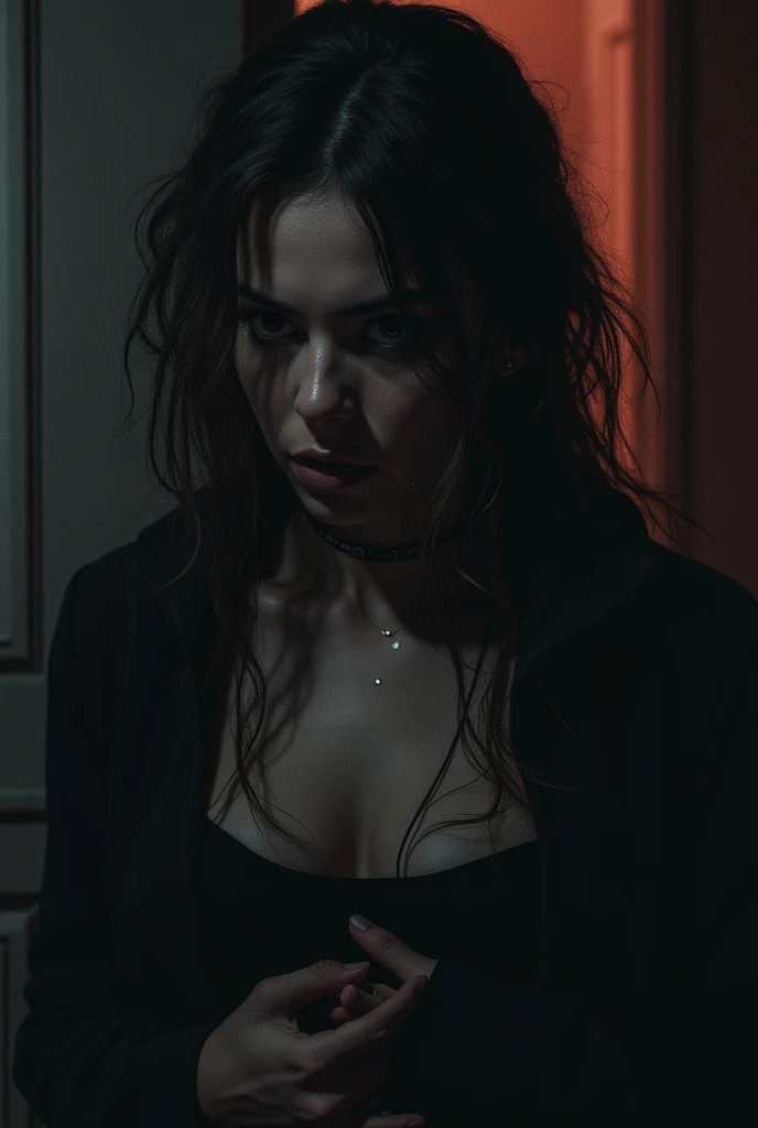 (front focus),(in the dark:1.6), Hyperrealist portrait of female by david hockney and alphonse mucha,fantasy art, photo realistic, dynamic lighting, artstation, poster, volumetric lighting, very detailed faces, 4 k, award winning,, 1girl, in the dark, deep shadow, low key,cowboy shot,(official clothing:1.4) ,long hair,white hair,