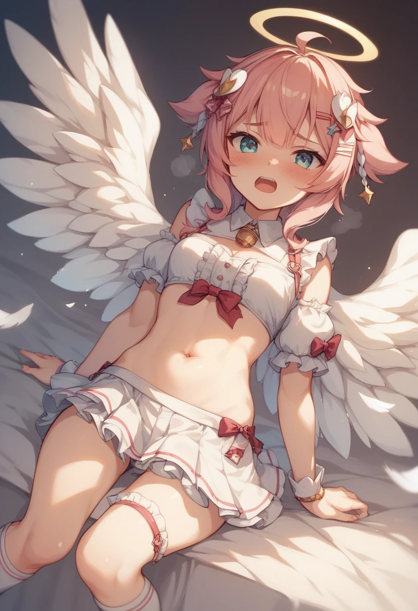 (((li))),(((aged_down))),angel,sex,ecstasy,(((sound_effect))),(((sound))),(((speed lines))),wet body,man,(((narrowed_eyes))),vaginal penetration,bare_chest,(((voice))),wings,(((panting_voice))),on bed,pale pink hair,coming,(((gasping))),on_my_back,magical_girl,
