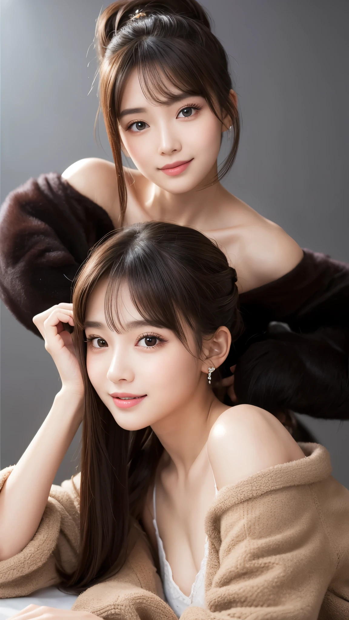 Completely naked、Full body nude、Full body nude、Beautiful genitals、Bed scene、smile、night、RAW Photos、((Glowing Skin))、1 girl、Beautiful 20-year-old in Prague、Bright expression、((Brown haired))、(Cleavage)、((Big eyes that shine like jewels))、Glowing Skin、(Medium Hair)、(Silky Ponytail Hair)、(Are standing)、eyeliner、Beautiful Bangs、Hair around the eyes、最high quality、Very detailedな、Film Light、High resolution、Very detailed))、Detailed Background、8 time、Digital single-lens reflex camera、Soft Light、high quality、Film Grain、Fujifilm XT3 、natural Soft Light、Kamimei、Bust of a Rich Man