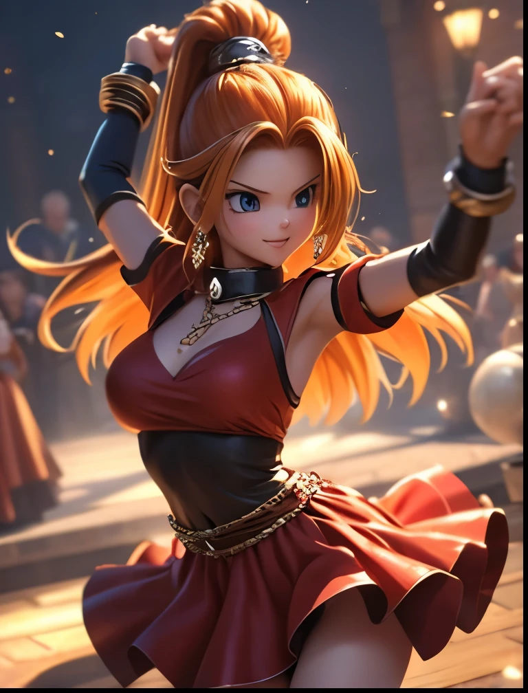 (((SFW、Accuracy、Highest quality、 A first-class masterpiece 、 Normal body 、8k、 detailed face 、 super precision 、 Normal Hands 、5 fingers、Highest、3d)))、" DRAGON QUEST"、Barbara、 orange hair、 short、Big Breasts、 slender、 slim、Wrap a thin slice of white cloth around your chest and waist、Navel exposed、Confusion、confusion、Warm and cozy、 reality 、shame、 embarrassing、blush、Dance loudly、Manipulated and danced、Naughty dances 、sexy dance with open legs、Dance with your legs high、Strip Dance、 can't go against it、The body moves on its own、 slave iron collar 、Chain Handcuffs 、Forced Consequence、Hot flashes、 Prodigal Face
