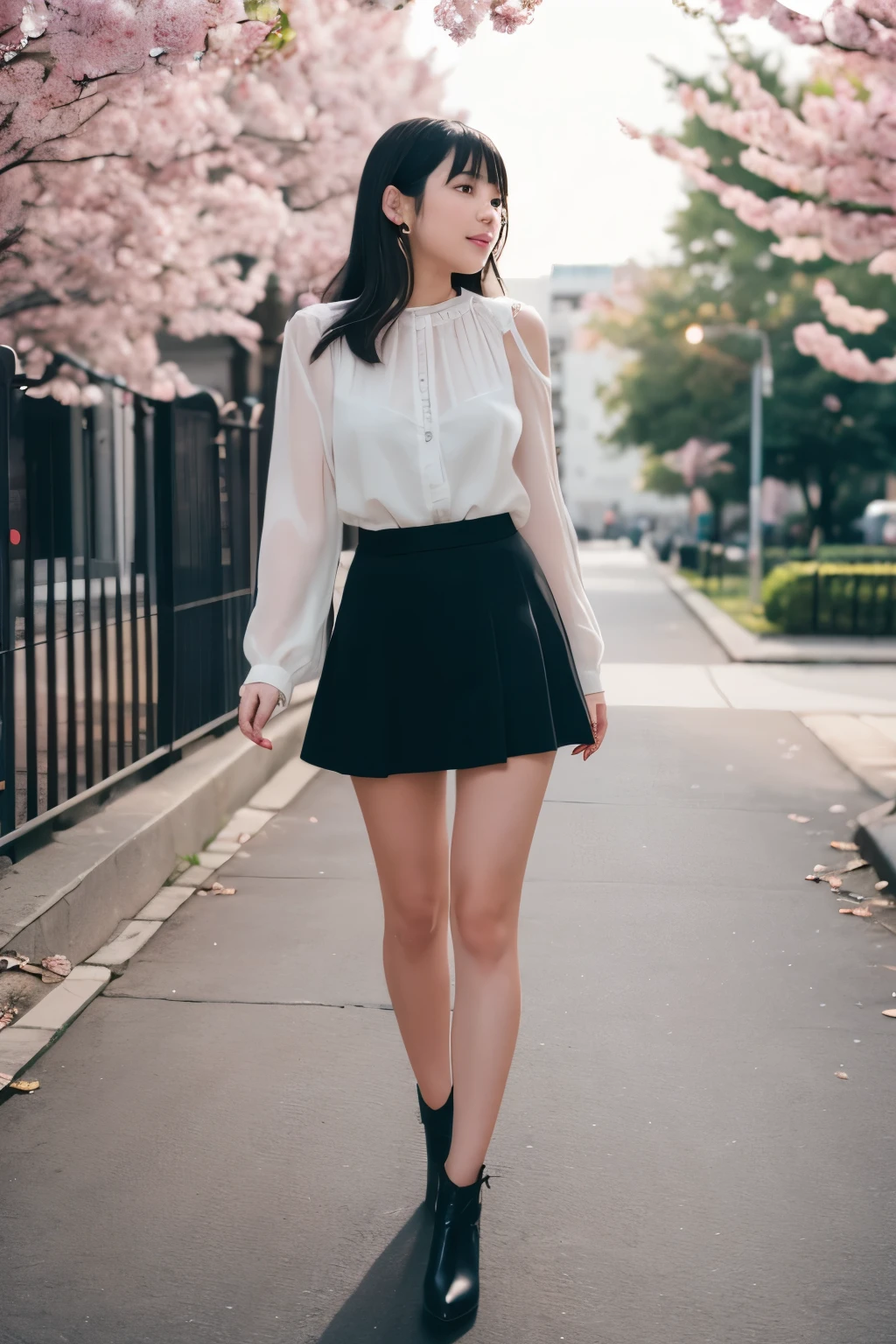 (full body:1.3)、(Only 1 person)、 Beautiful Japanese、panties、Japanese office girl、Sexual charm、(Good)、(High heels)、Black short hair、Outstanding body、Standing、Blouse with a fluttering chest、Professional portrait photography、Beautiful legs、Walking、(Sheer mini skirt)、office Street、Large Breasts、Too much exposed skin、The blouse is see-through