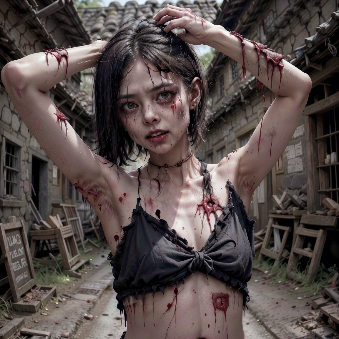 hình ảnh thực tế, bộ phim thủy thủ mặt trăng, nhân vật Kino Makoto biến thành zombie, toàn thân thối rữa