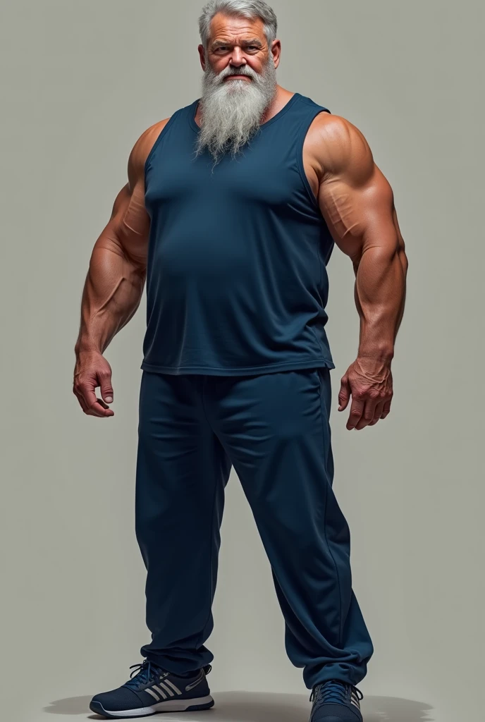 vector, mwvector, (best quality,4k,8k,highres,masterpiece:1.2),ultra-detailed,(realistic,photorealistic,photo-realistic:1.37),((massive muscular)) ((huge Muscular)) chubby old man standing in photo studio, simple background, flexing pectoral muscle, shorts and shoes, white hair, super thick arms, super big pectoral, super wide pectoral, topless, shirtless