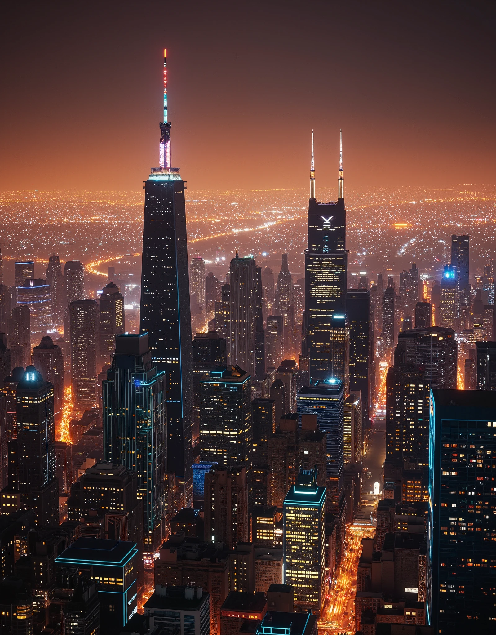 Arafficial view of a city at night with a lot of lights - SeaArt AI