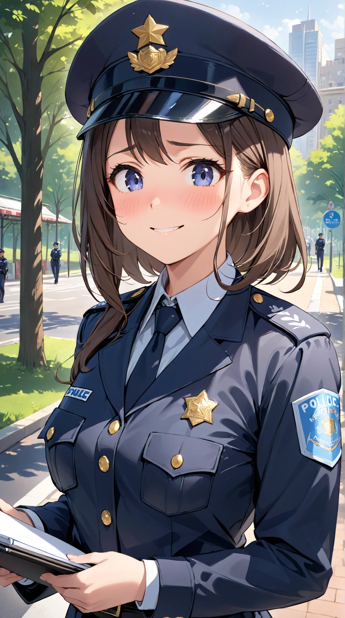 anegasaki nene、Shiny brown hair, short hair, (Beautiful brown eyes、Sparkling eyes, Fine grain)、smile、Ultra-detailed eyes、Highly detailed face, Highly detailed eyes,
1 Woman Standing, ((showing police badge:1.1) Photo ID:1.5) Dear Viewers,, Female detective, police, (Black trench coat) Over a business suit, (Mature Woman:0.8), /(Brown Hair/) bangs, Busy, (軽いsmile:0.4), (Open your mouth:0.6), (Masterpiece Top quality:1.2) Delicate illustrations, super detailed, Big Break (Apartment entrance) Outdoor, (Open door), Residential Street, Detailed Background