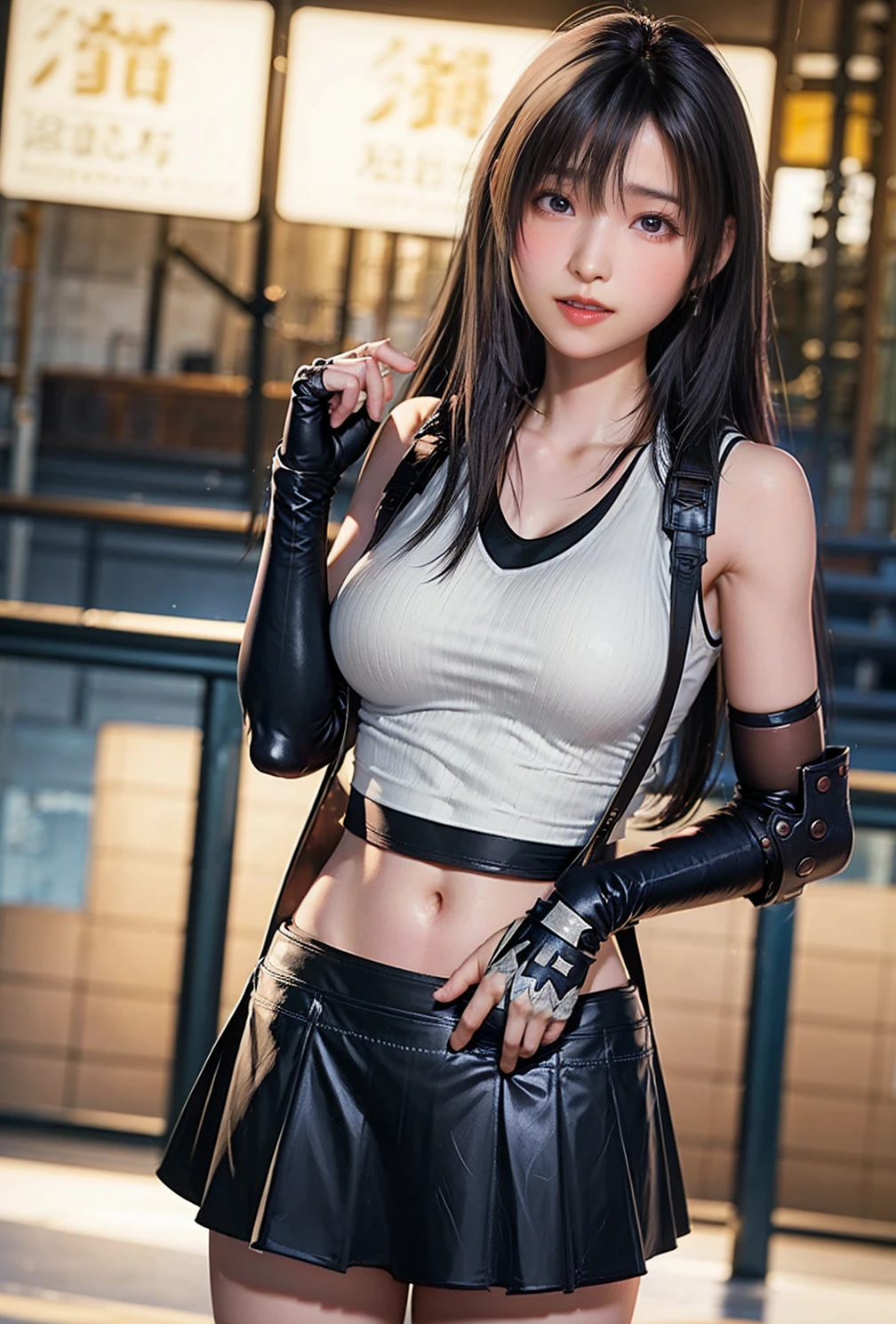 only 1 girl, folded_ponytail, guantes, pistola, militar, nano_miniskirt de mitad de largo en military_uniform, rifle, cielo, solo, upper_body, arma mirando al espectador, obra maestra, mejor calidad,
