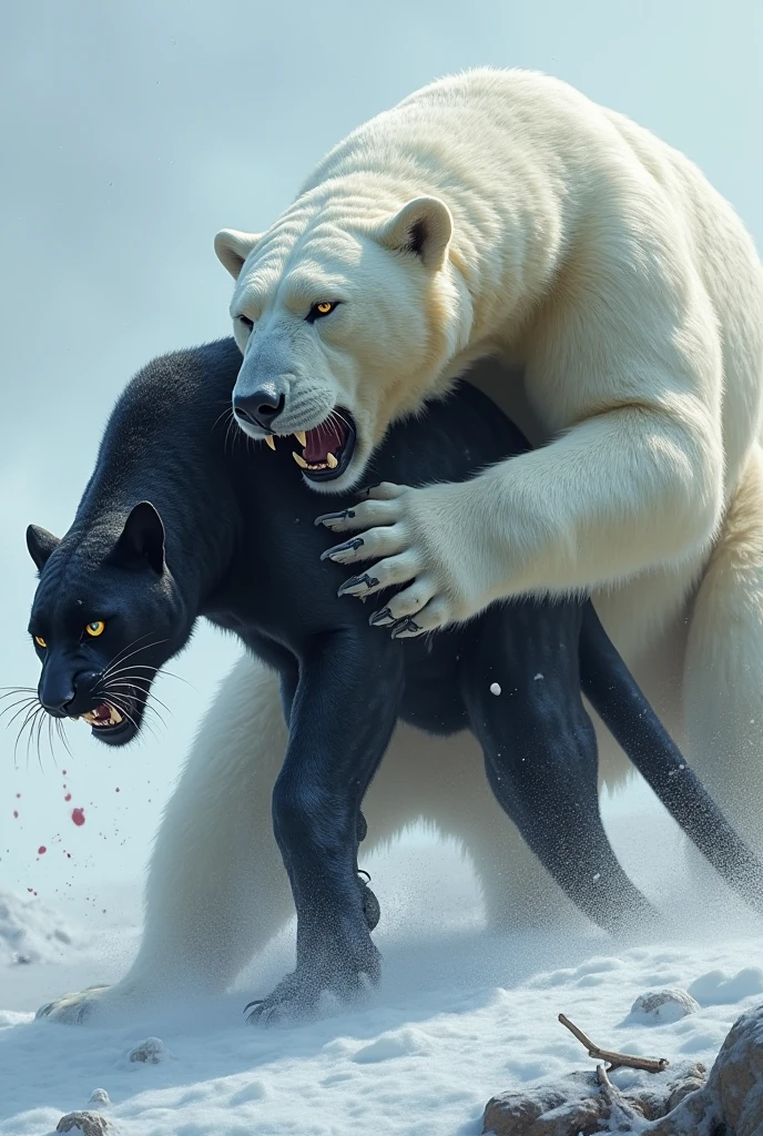 Black panther vs polar bear fighting Black panther won polar bear down and die
