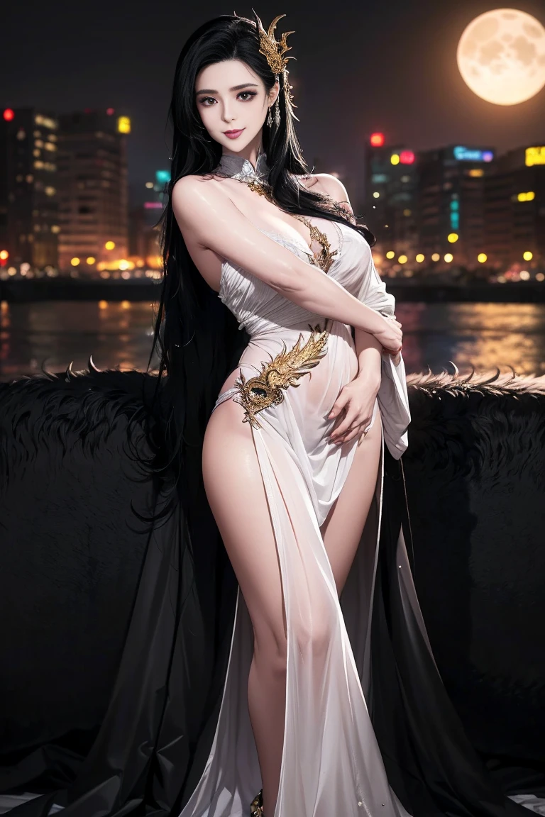 albedo from overload, white horns, photo realistic, a photo beautiful woman with long dark hair, white eyes, 18 years old, large breasts, in a sexy pose, realistic photographic style, 1 woman, solo, cinematic, (masterpiece), (high quality), (ultra-detailed), perfect composition, intricate details,detailed face, hires textures, (4k),(incredibly detailed), detailed skin, detailed face, detailed eyes,
