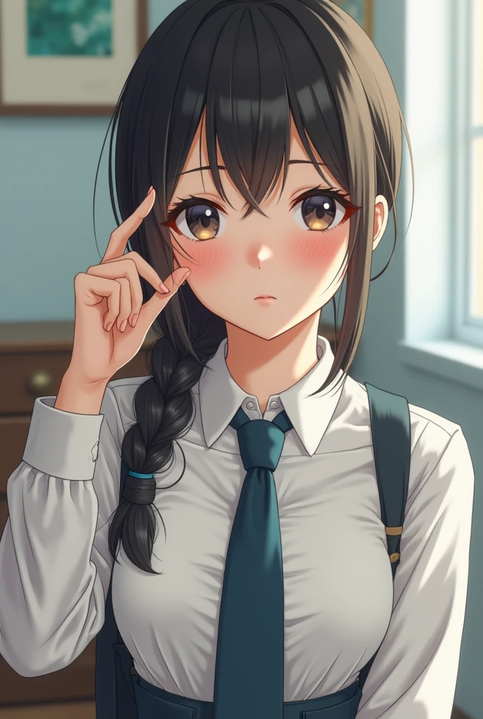 A woman wearing a tie poses for a photo, Photo inspired by Kiyonaga Torii , Tumbler, what is it ?, a super realistic high school girl , super realistic high school girl , Japanese portrait , Female student posing, cute high school girl, 8000 yen photo, young and cute asian face , Photorealistic Anime