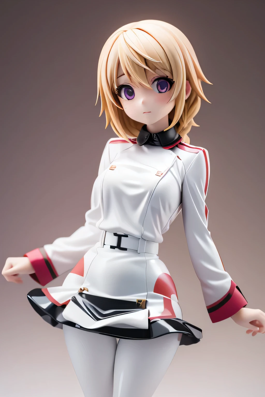 perfect anatomy best quality, highest resolution,(((white latex uniform with metallic luster Shiny Blonde skirt girl))) Charlotte Dunois