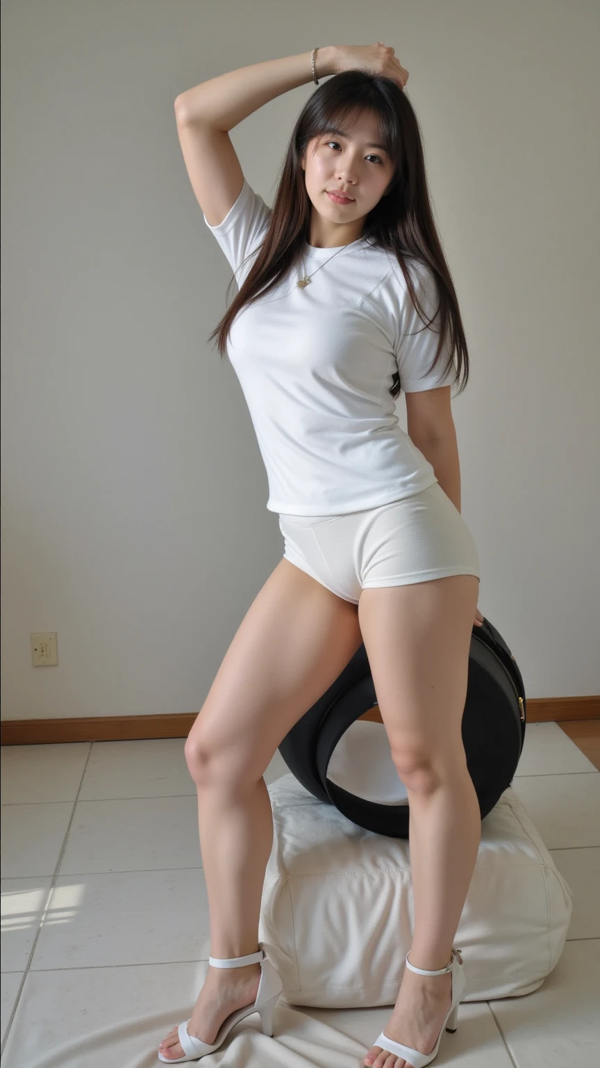 ((Lift your hips up))((Backwards))((On all fours)), ((Ass Focus/Hip Focus))(White swimsuit) 、(Japanese female student)(Realistic: 1.4),((wet Pussy Line))RAW Photos, highest quality, (Realisticistic),(White school swimsuit),((Glasses)), (((Young Face))), (Written boundary depth), (masterpiece, From the side,Dutch Angle)(Realistic), 4K、Beyond high quality、bangs、Long black hair、(indoor:1.5)Expressionless:1.4,Slim and beautiful body、Whole Body Ezbian:1.2.Beautiful Skin