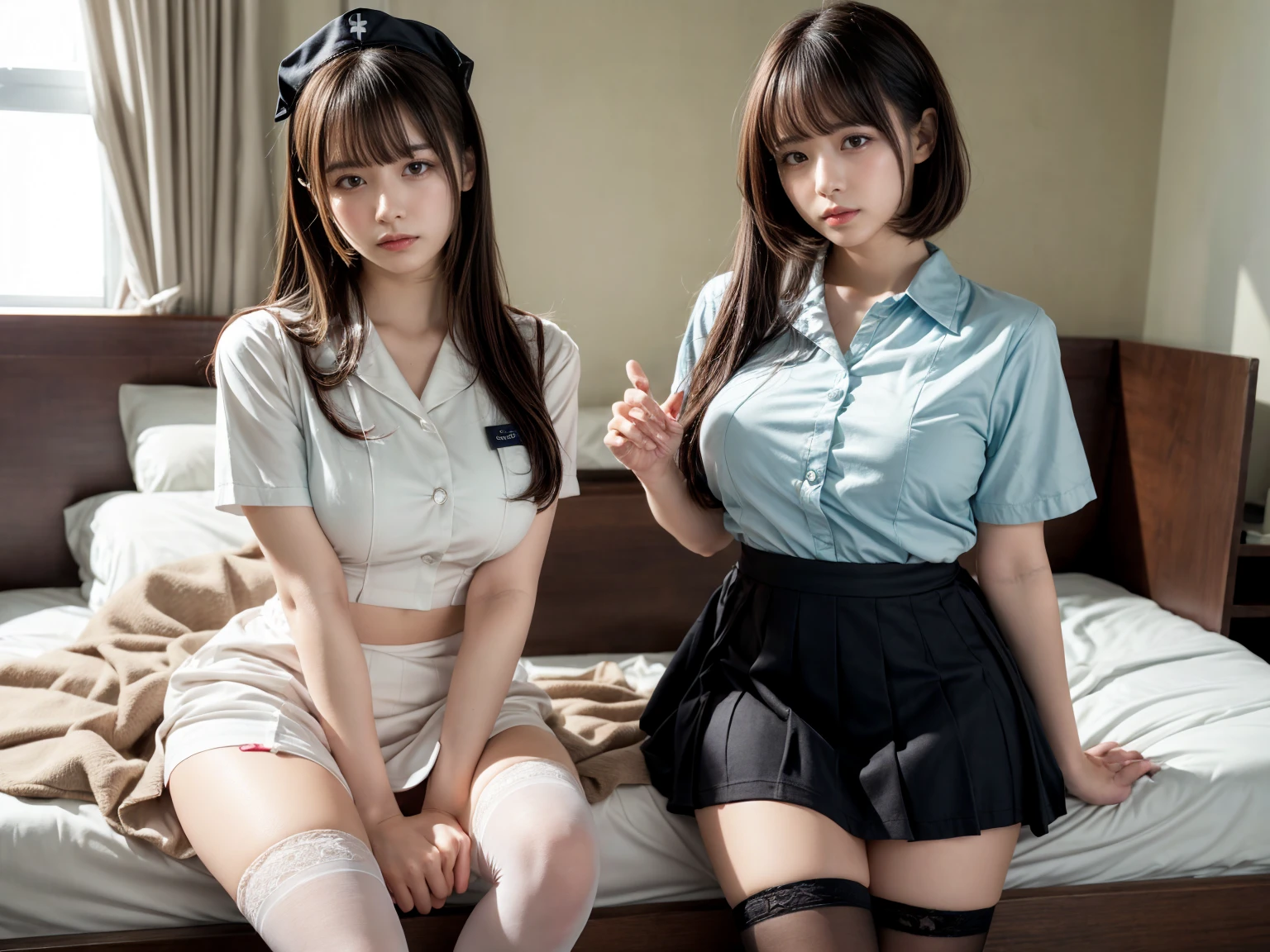 Create a woman who wears high school clothes and shows her vagina, but her vagina is mandatory.