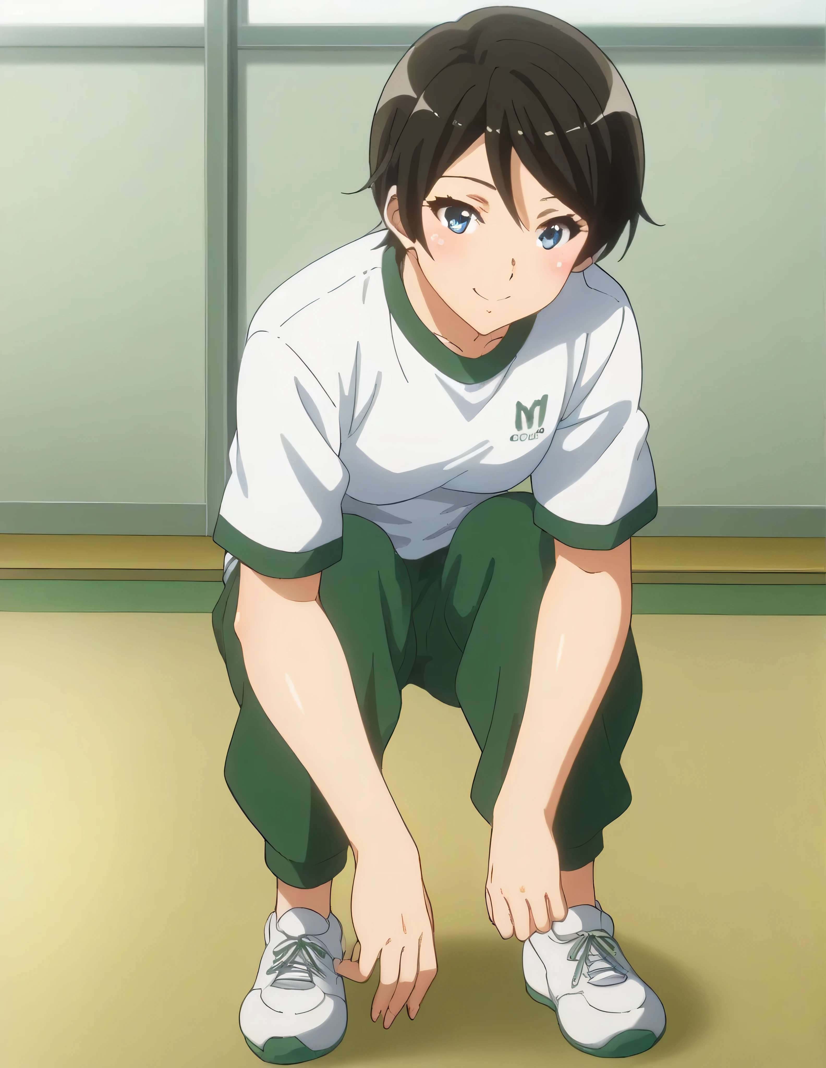 score_9, score_8_  up , score_7_  up , score_6_  up , score_5_  up ,   source_anime, rating_safe,  medium , indoor, hospital,   side 1 girl  , alone,  audience , suzuki mirei   ,   short hair ,  Hair between the eyebrows,   blue eyes,   school uniform,   Sera Clothing , Brown uniform,  white sailor color ,    Green Neckerchief ,   Long Sleeve ,  White cuffs ,   brown skirt  ,  pleated skirt,   Black Knee High  ,   loafers ,love affair,Maintaining the Company ,  are dating,  she touches a man's skin  , The Strongest Woman Who Won the Judo Tournament  ,  The Strongest Woman with Strong Blow Speed  ,  Her Smell Smells Like Being Touched by Men and Women,  The Strongest Woman Who Won the Judo Tournament  ,  The Strongest Woman Who Won the Judo Tournament  、 Is It OK to Kiss a Man  、  The Strongest Woman with Strong Stamina  、 She Touches a Man  、  The Strongest Woman with Negotiation Power  、 The Strongest Woman with Strong Mental Strength  、 The Strongest Woman Who Has Been Hit  、  The Strongest Woman Who Won the Judo Tournament  、  The Strongest Woman Who Won the Judo Tournament  、judo 9th dan, the strongest woman、Ninth Dan、The strongest woman who won the judo tournament、A little thick,judo player、judo、Inside the judo Gymnasium、On the tatami、discovery、whole body、rest、Raised in a judo family since hood. 