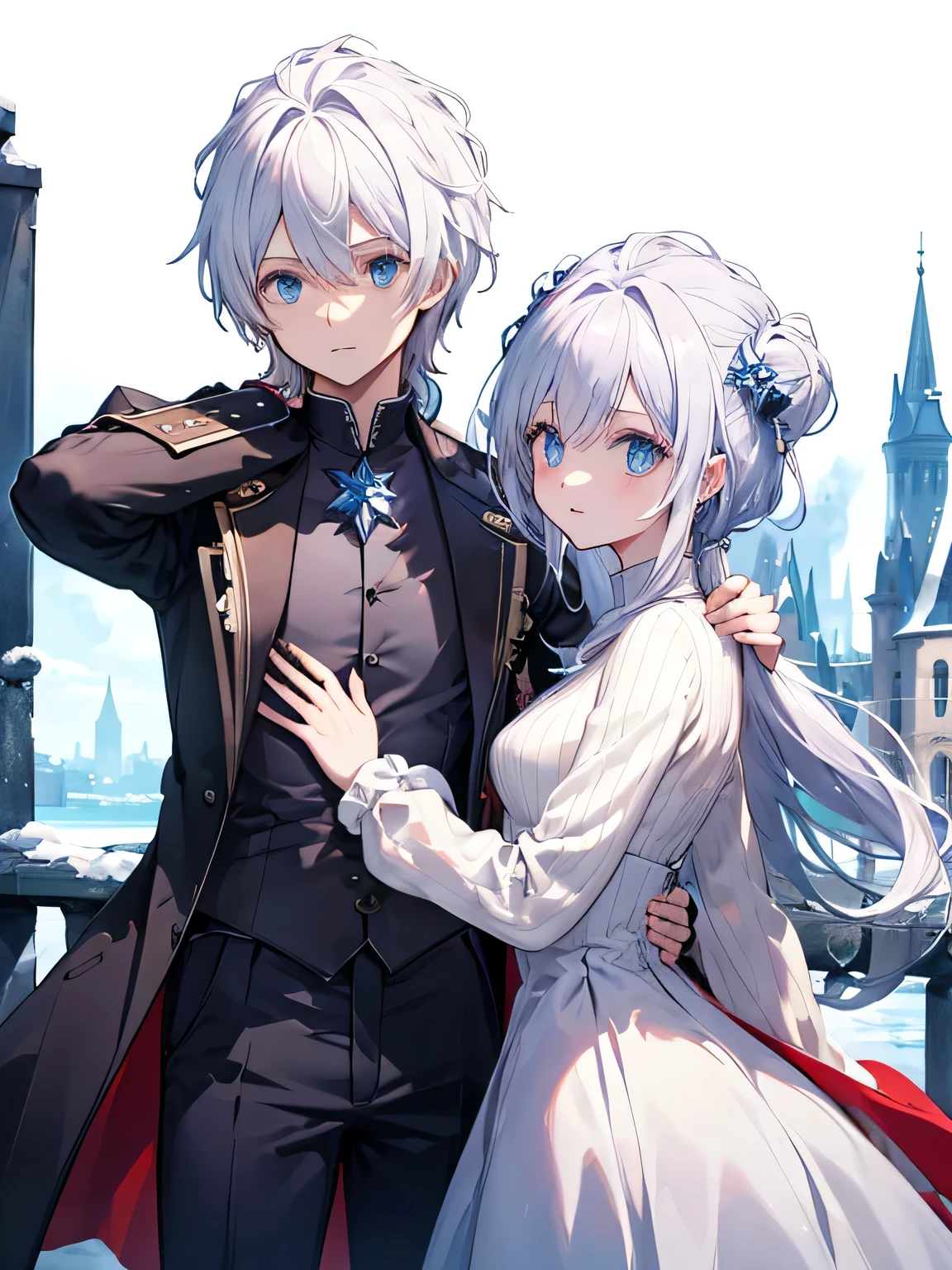 Replace white back ground with a castle of ice