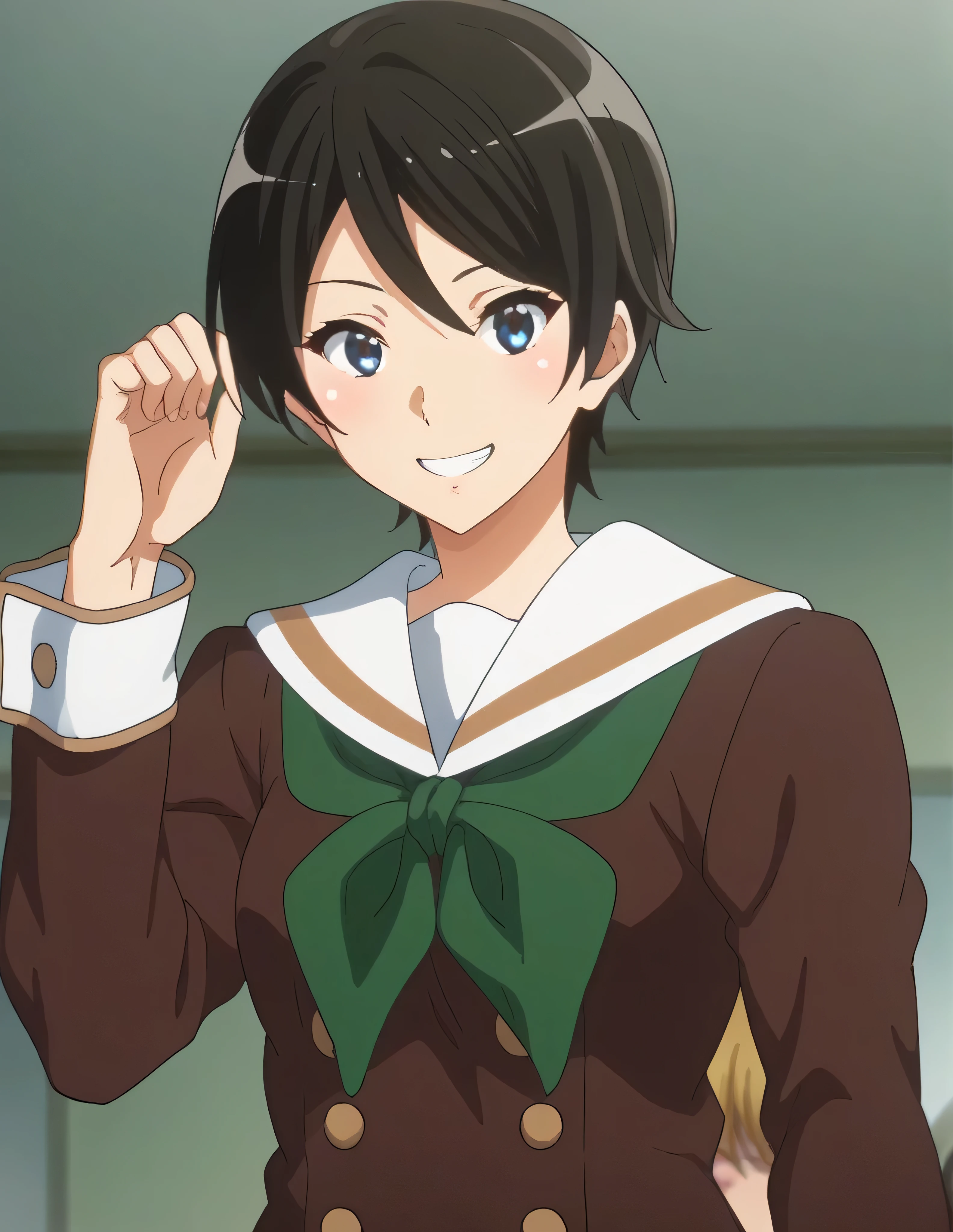 score_9, score_8_  up , score_7_  up , score_6_  up , score_5_  up ,   source_anime, rating_safe,  medium , indoor, hospital,   side 1 girl  , alone,  audience , suzuki mirei   ,   short hair ,  Hair between the eyebrows,   blue eyes,   school uniform,   Sera Clothing , Brown uniform,  white sailor color ,    Green Neckerchief ,   Long Sleeve ,  White cuffs ,   brown skirt  ,  pleated skirt,   Black Knee High  ,   loafers ,love affair,Maintaining the Company ,  are dating,  she touches a man's skin  , The Strongest Woman Who Won the Judo Tournament  ,  The Strongest Woman with Strong Blow Speed  ,  Her Smell Smells Like Being Touched by Men and Women,  The Strongest Woman Who Won the Judo Tournament  ,  The Strongest Woman Who Won the Judo Tournament  、 Is It OK to Kiss a Man  、  The Strongest Woman with Strong Stamina  、 She Touches a Man  、  The Strongest Woman with Negotiation Power  、 The Strongest Woman with Strong Mental Strength  、 The Strongest Woman Who Has Been Hit  、  The Strongest Woman Who Won the Judo Tournament  、  The Strongest Woman Who Won the Judo Tournament  、judo 9th dan, the strongest woman、Ninth Dan、The strongest woman who won the judo tournament、A little thick,judo player、judo、Inside the judo Gymnasium、On the tatami、discovery、whole body、rest、Raised in a judo family since hood. 