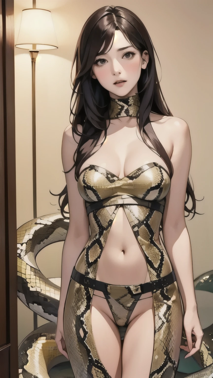 (absurdres, highres, ultra detailed),masterpiece,best quality,high resolution,8k,Realistic face,Realistic skin texture,magnified textures, stunning clarity,detailed anime girl,japanese lowteen girl,ultra detailed eyes and face,black hair,bikini,creepy swamp,mysterious eyes,midnight,(too many tentacles in the background like wall),cowboy shot,(gold chains)