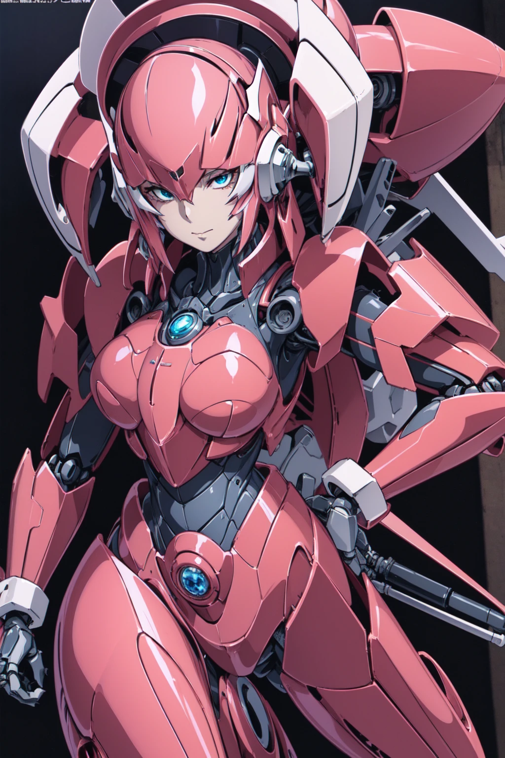 <lora:AccelWorld:0.6>, AccelWorld, Coral, solo, looking at viewer, navel, standing, cowboy shot, outdoors, sky, armor, headphones, parody, clenched hand, clenched hands, sunset, center opening, navel cutout, giant, red sky