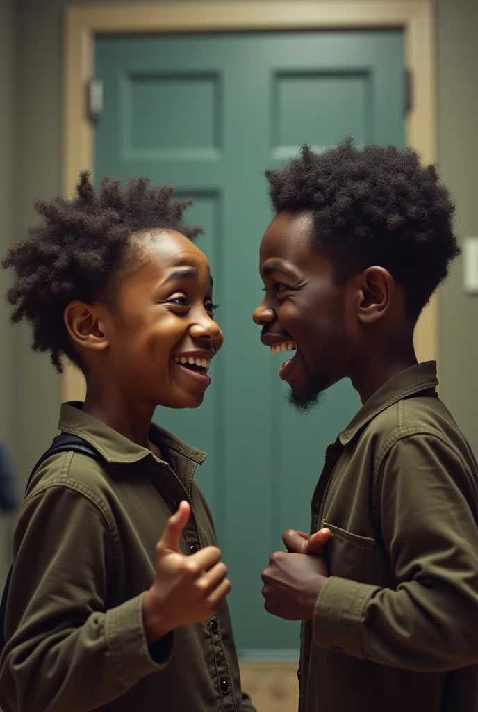 An Young 12 year old black kid With Medium Locs being happy that his YouTube video went viral 