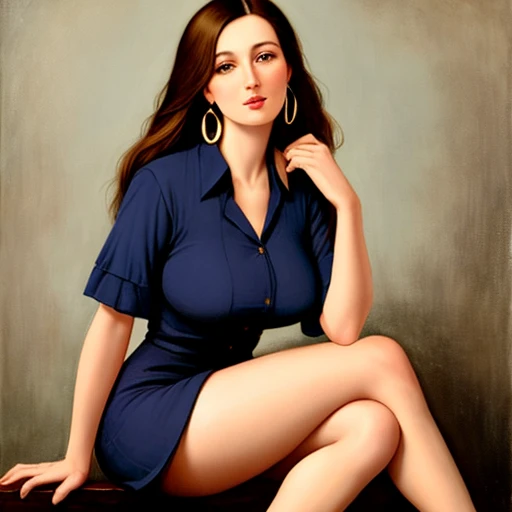 A sensual Rachel Cook, (((wearing stockings, garter))), topless, medium naked breasts, cleavage.  No panties, legs spread, female pubic hair.  Bright blue eyes.  Full body portrait, pin-up painting from the '50s, in the art style of Alberto Vargas, award-winning, masterpiece  