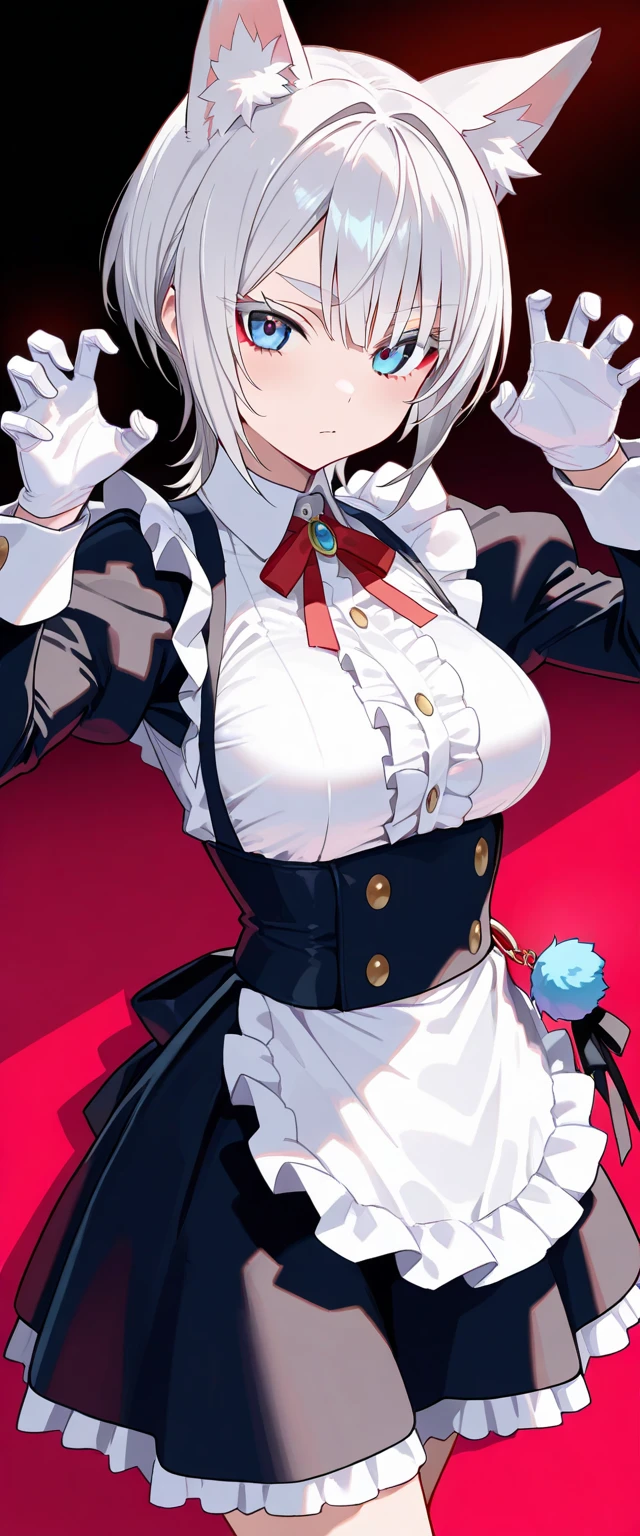 ((((Upright)))), ((((Arms at sides)))), Looking at Viewer, simple background、White background, 1girl in, Open mouth, Smile, Virtual Youtuber、girl with、((Best Quality, high_resolution, Distinct_image)),(Black hair), (Black cat ears), (Ahoge), (absurdly short hair), (Wavy Hair), (Blue eyes),、A smile、Very big breasts、concept-art、((View Viewer))above waist。