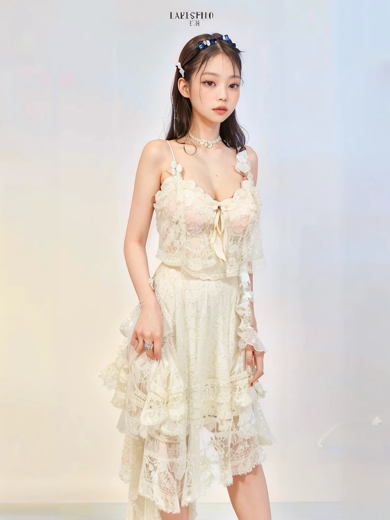 (1girl:1.3), Solo, __body-parts__, Kim Ji-ni Jennie face, wearing wedding dress, tulle on head, sexy, cute, white long wedding dress, large skirt, bust photo, background garden, looking at the audience, world-weary face, cold eyes, Korean style photo photos, photographic lighting, strong contrast, sunlight on the face, world-weary face, high-end sense, cold eyes, feminine,, 8k resolution image, intricate symmetry details. The whole picture goes forward, mainly a woman standing all over her body, with smooth movements and a complete picture.