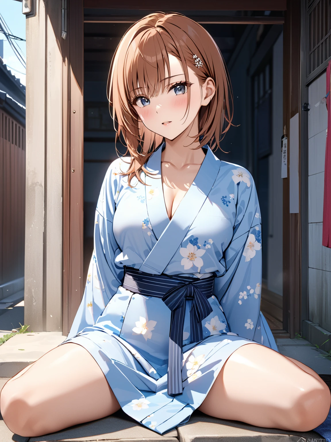 <lora:shihoActual08:0.8> shiho,
realistic photo of a woman,  blonde hair,
"Sheer kimono with intricate lace details and wide, draping sleeves."
"Industrial bedroom, exposed brick walls, metal accents, vintage furniture, urban loft aesthetic."
<lora:AdvancedEnhancer:2>, bokeh, professional lighting,, [:"Eyes shimmering with mirth, her face illuminated by a gentle, affectionate smile.":0.3], Visually appealing composition, vibrant colors, soft lighting, interesting textures, unique perspective, sense of depth, balanced negative space.