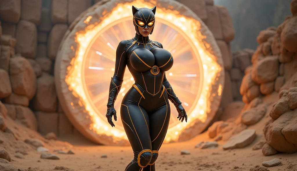 ((Marvel's Black Panther costume, based on the costumes from the Marvel films, very detailed and vivid costume)), (work of art), (ultra detailed), cinematic, (8k resolution), (extremely detailed and technological), Abstract expressionism painting "Hyperion", (sexy Black Panther Goddess, technological armor, Cybernetic, swimsuit armor showing pussy), epic technological image, epic, legendary posture, crouched posture with hands on the ground, flexible body, sexy spread legs. dark environment, digital painting, conceptual art portrait of the character, (sexy female body with curves, (She is a superhero who hides her identity), wearing a black panther mask, the costume has huge panther wings), illuminated Cybernetic eyes , shiny, gold details, ((impressive cleavage, very open, (extremely long and beautiful natural breasts, large, breasts popping out of the cleavage, long, dark nipples showing), (Come close to emphasize the beautiful cleavage, close- up on sagging breasts, naked breasts)), close-up, pay close attention to the entire black panther costume, hot protruding panther, sexiest of all, hentai. I want black panther costume and mask Super detailed cybernetic, lighting details in the costume.