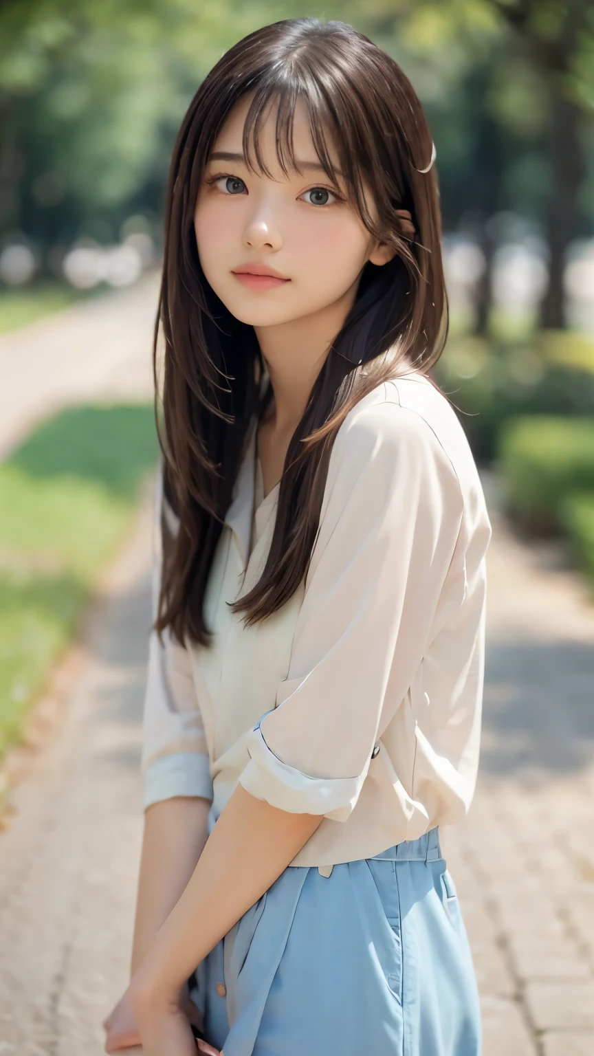 Arafed asian woman with long hair and a white shirt - SeaArt AI