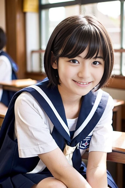 Cute Japan Junior High School Girl、Beautiful girl playing sports、Boyish ultra-short hair