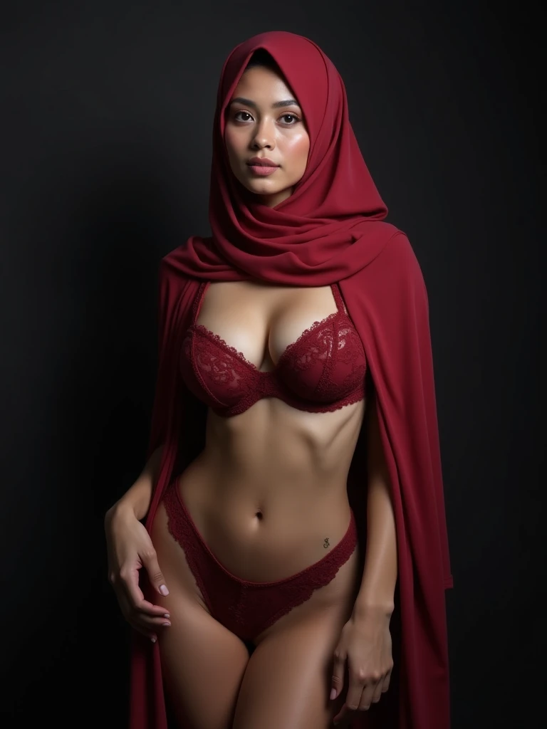 Masterpiece, beautiful saudi girl ((sitting on a vintage chair , open legs, show camel toe, red silk laced abaya), brunette, residential quarters, cleavage, very detailed, dramatic lighting, digital art trending on Artstation 8k HD high definition detailed realistic, detailed, skin texture, hyper detailed, realistic skin texture, armature, best quality, ultra high res, (photorealistic:1.4), high resolution, detailed, raw photo, sharp re, by lee jeffries nikon d850 film stock photograph 4 kodak portra 400 camera f1.6 lens rich colors hyper realistic lifelike texture dramatic lighting unrealengine trending on artstation cinestill 800, transparent Bikini
