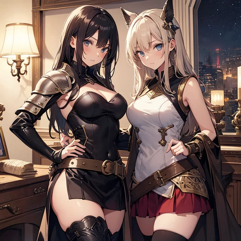 two women dressed in costumes are posing for a picture, wlop and sakimichan, wlop and artgerm, 2. 5 d cgi anime fantasy artwork, wlop and krenz cushart, loish and wlop, artgerm and wlop, two beautiful anime girls, wlop and rossdraws, anime girls