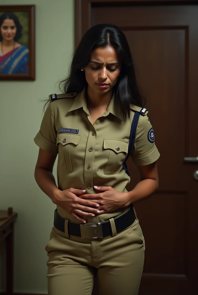 Realistic Image Indian Woman In Indian Khaki Police Uniform Shirt realistic-image-indian-woman-in-indian-khaki-police-uniform-shirt