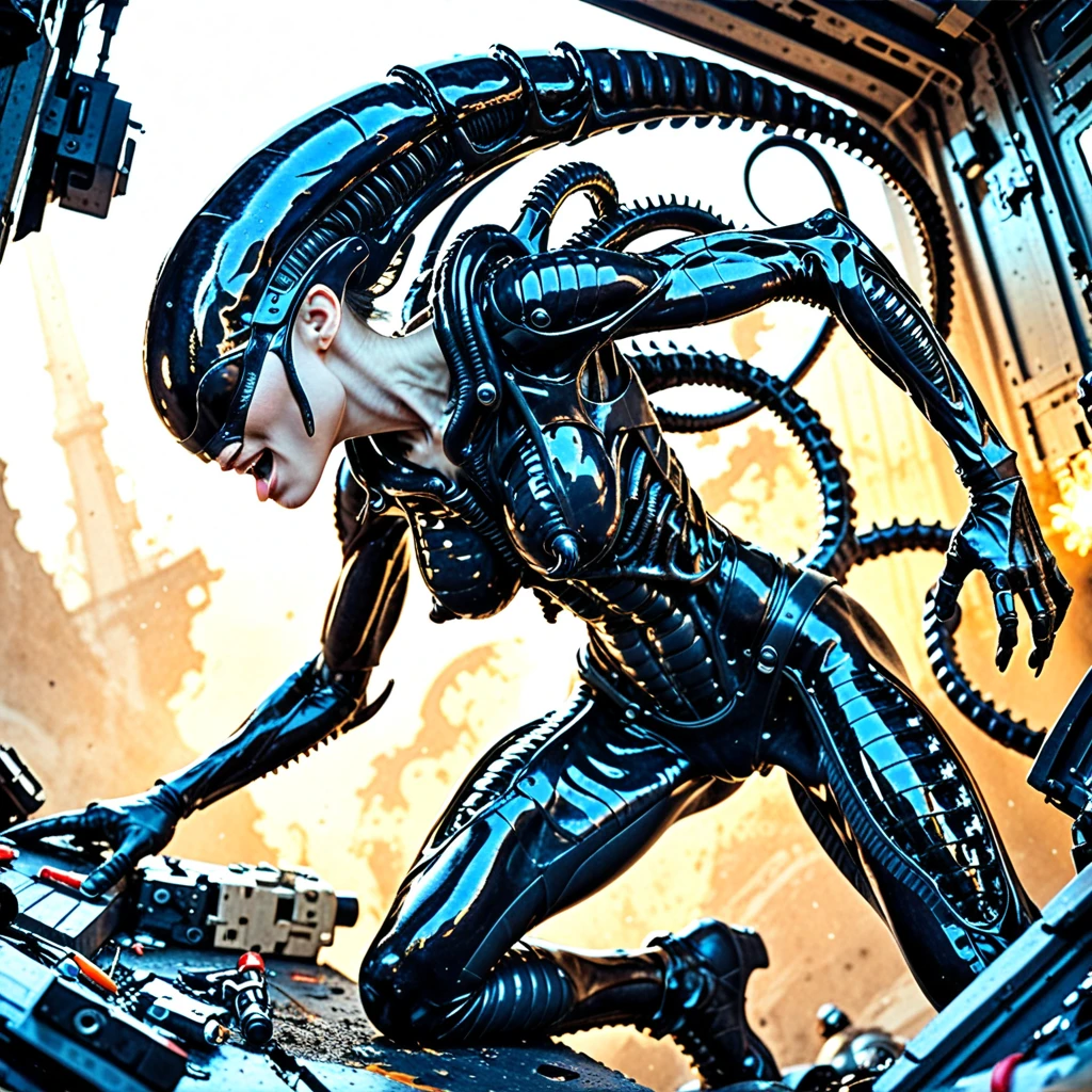 a woman with dreadlocks and a body made of hair in a scene from the movie Alien, movie still of a alien cyborg, Still from the movie “Prometheus”, hr giger. 8 k, Eve Online-Filmstill, Szene aus dem Film Prometheus, Standbild aus Prometheus, biologische HR im Giger-Stil, Szene aus dem Film Prometheus, Humanoide Flora