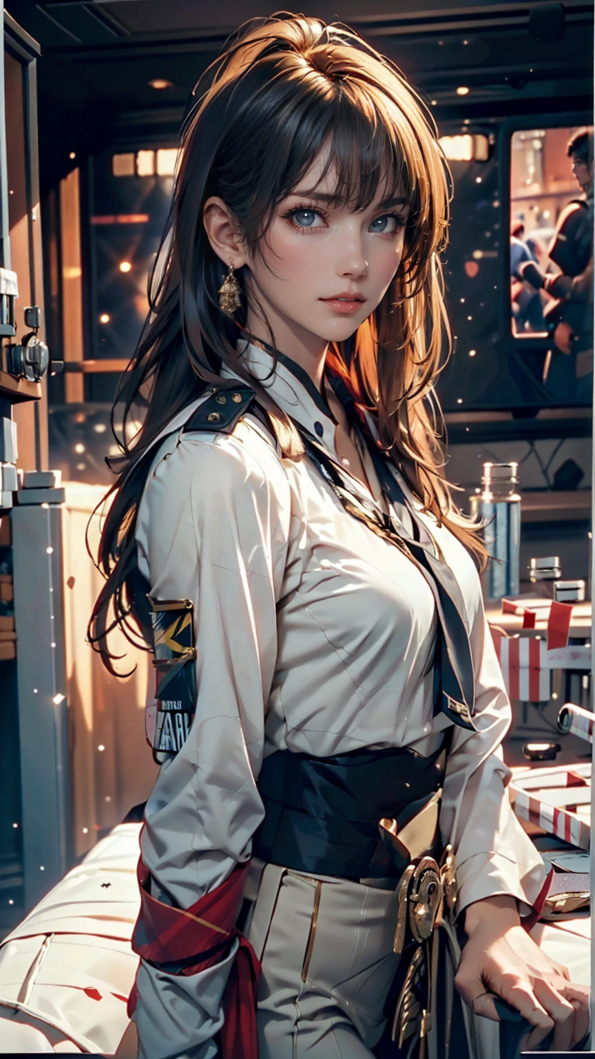 A giraffe girl wearing a skirt and shirt is walking down the street., Kantai Collection Style, Witchcore Outfit, Sailor suit, loose coat collar Sailor suit, wearing japanese techwear, Wearing dark-colored marine clothing, JK Uniform, Style Anime, seifuku, Japanese Uniform, Japanese school, sakimichan, Tied shirt, Inspired by anime