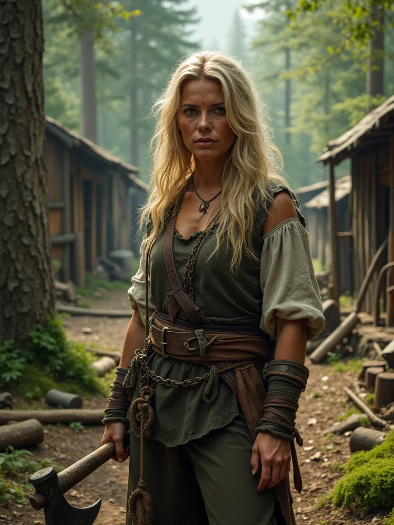 ((qualidade excepcional)), ((obra-prima)), ((true to reality)), guerreira viking, (Katheryn Winnick: 1.0), Vestindo armadura de couro, roupas detalhadas, textura de pele realista, Standing in front of a Viking hut, ((corpo inteiro)), (((Ultra-detailed hands and feet))), sorrindo, tatuagens, Enfeite, brincos, detalhes intricados, super realista, hiper detalhada, textura da pele, bronzeada, sardas, pele brilhante, foco nítido, volumeric lighting, bons destaques, bom sombreamento, espalhamento subsuperficial, intrincado, altamente detalhado, based on the Vikings series, ((cinemactic)), Dramatic, (mais alta qualidade, Concedido, obra-prima:1.5), (fotorrealista:1.5), fotografia, Realistic photo, Nikon, Luz Natural, 4k, highes definition