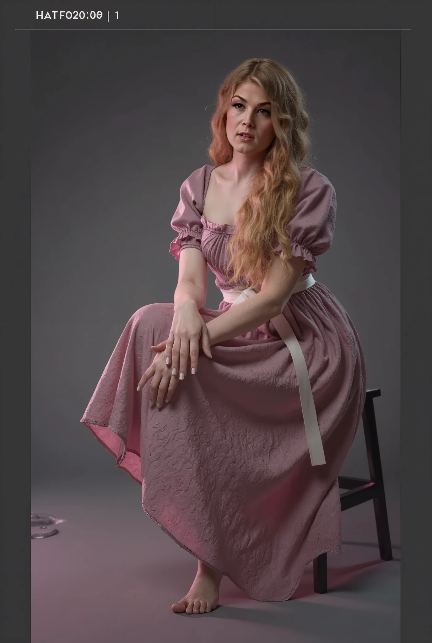 Arafed woman in a pink dress sitting on a chair - SeaArt AI